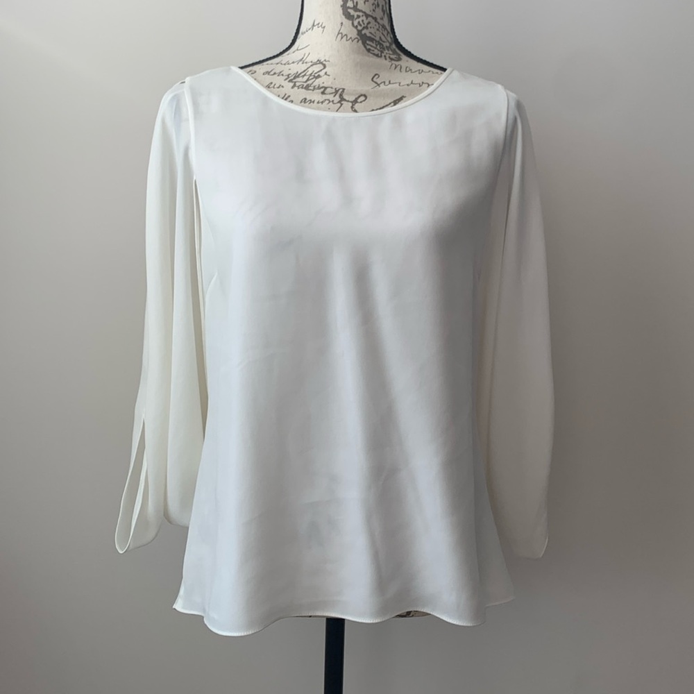 BCBGMaxAzria Fringe Back Blouse